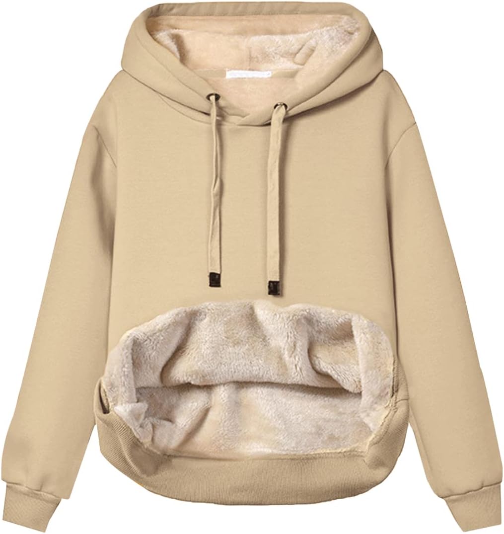 Womens Winter Hoodies Warm Fleece Sherpa Lined Pullover Hooded Sweatshirt