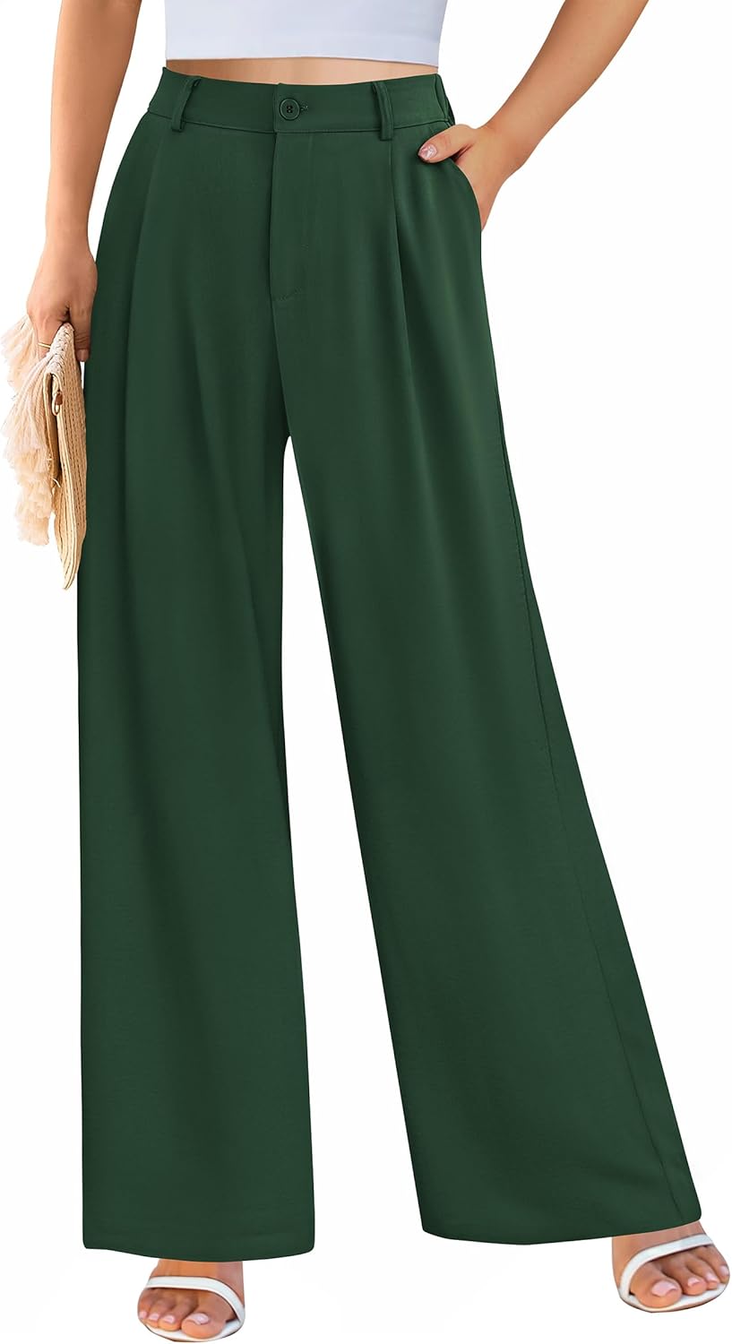 PRETTYGARDEN Wide Leg Pants for Women Trendy 2025 Fall High Waisted Business Casual Outfits Work Pant Trousers