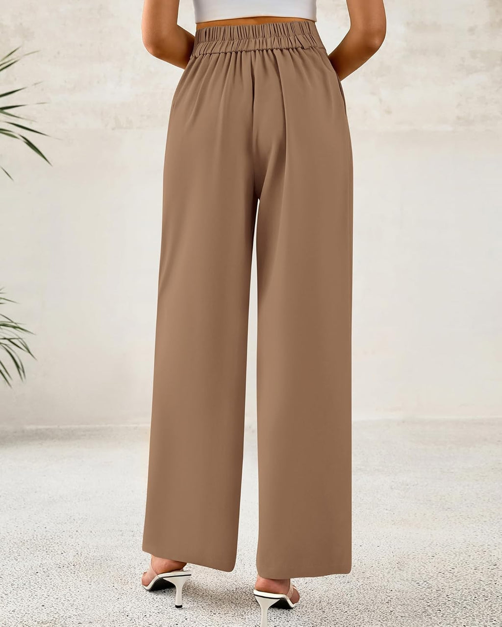 BTFBM Women Wide Leg Dress Pants 2025 High Waisted Button Pleated Business Casual Trousers Office Work Palazzo Pants