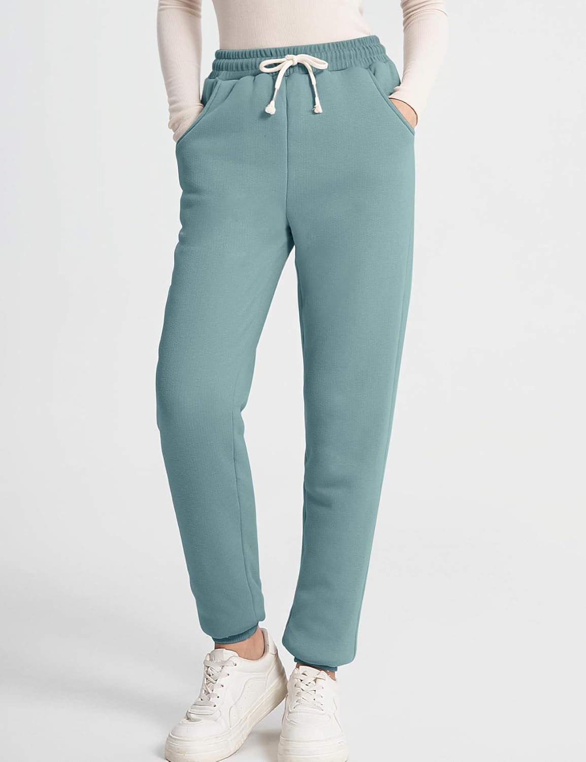 Flygo Women's Winter Warm Fleece Joggers Pants Sherpa Lined Athletic Active Sweatpants