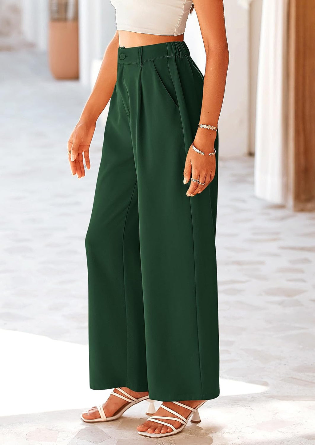 PRETTYGARDEN Wide Leg Pants for Women Trendy 2025 Fall High Waisted Business Casual Outfits Work Pant Trousers