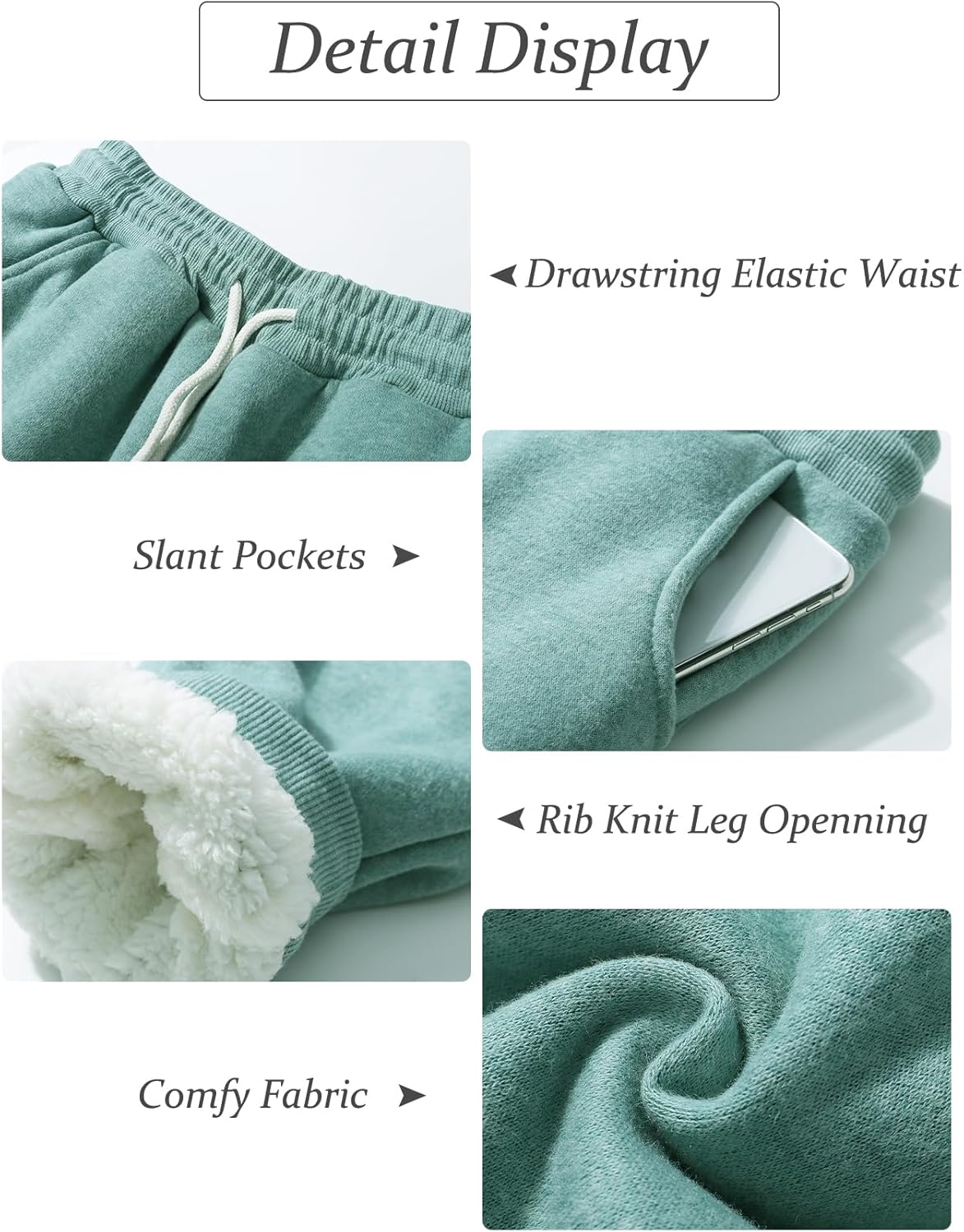 Flygo Women's Winter Warm Fleece Joggers Pants Sherpa Lined Athletic Active Sweatpants