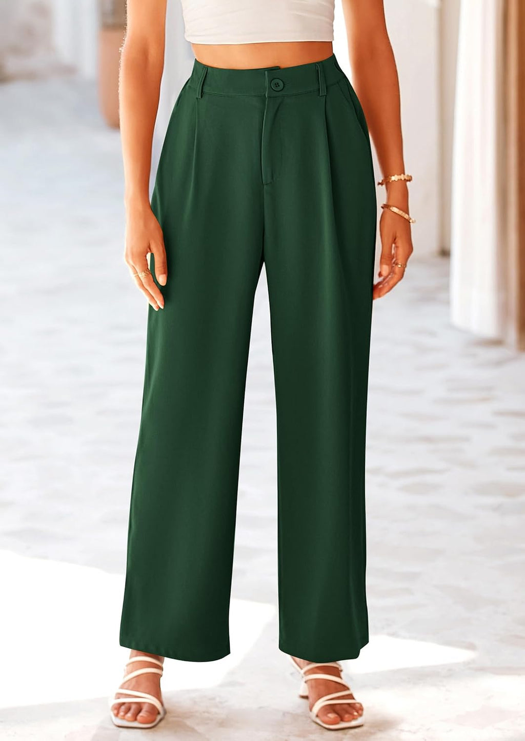 PRETTYGARDEN Wide Leg Pants for Women Trendy 2025 Fall High Waisted Business Casual Outfits Work Pant Trousers